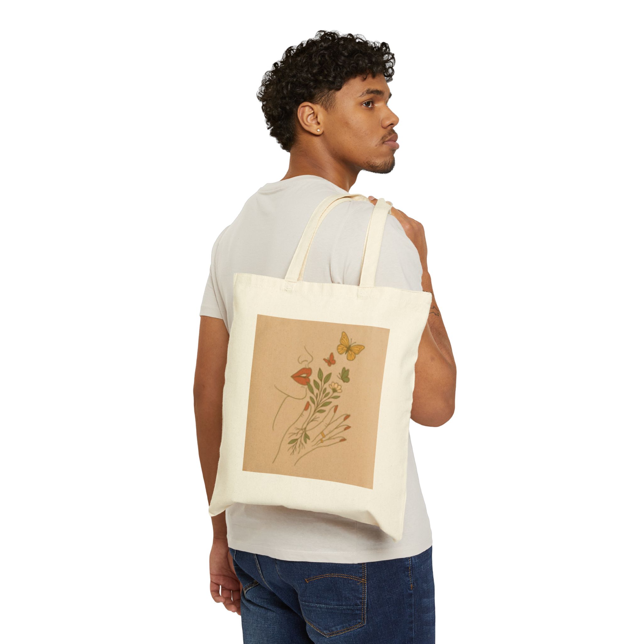 1238599529002777218_2048.jpeg Floral Hand & Butterfly Cotton Canvas Tote — Eco-Friendly Market Bag - Image 3