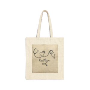 Nurse Stethoscope Heart Canvas Tote — Personalized 'Kaitlyn RN' Medical Bag