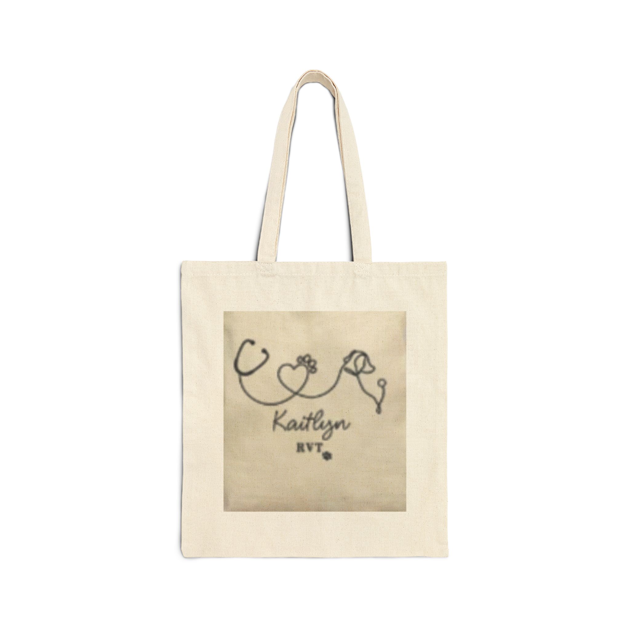 12508104742924189634_2048.jpeg Nurse Stethoscope Heart Canvas Tote — Personalized 'Kaitlyn RN' Medical Bag
