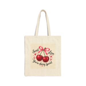 Tote Bag — “Sweet Love, You’re Cherry Special” Cherry Graphic Canvas Tote