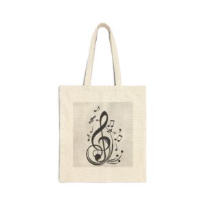 Music Notes Canvas Tote Bag – Treble Clef Design