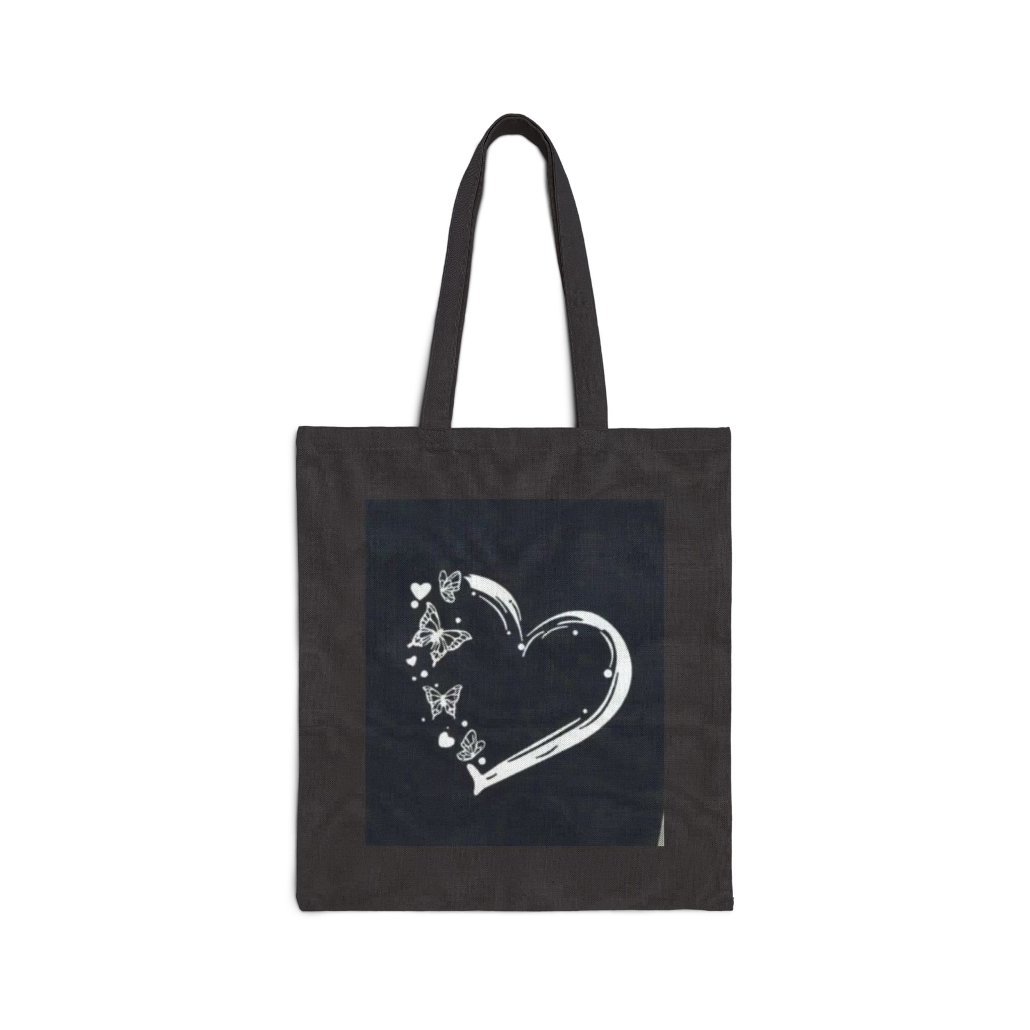 17732927572598071292_2048.jpeg Canvas Tote Bag - Black Heart Sketch with Butterflies Eco Grocery Book Bag - Image 5