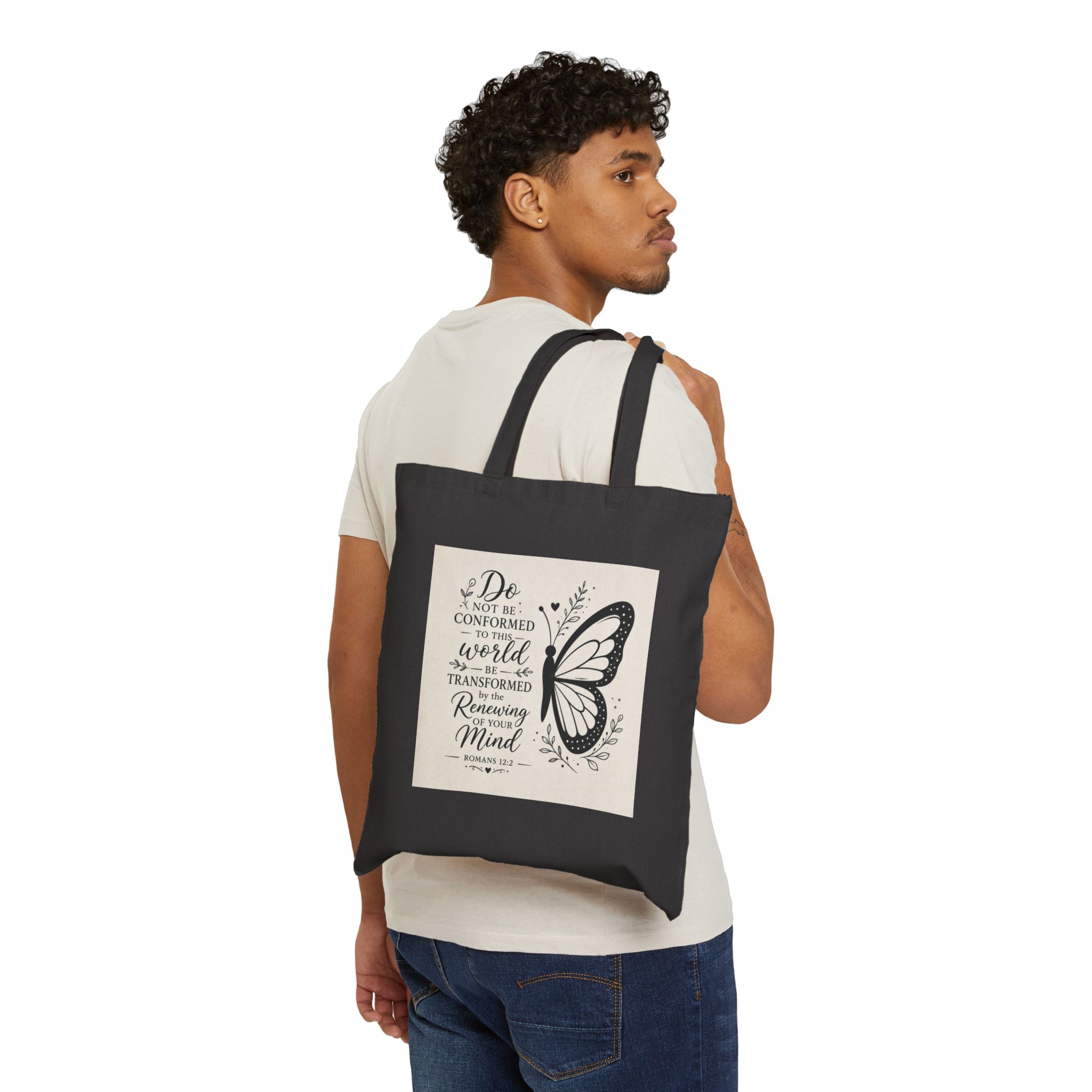 17737017661659183467_2048.jpeg Tote Bag — "Be Transformed" Butterfly Bible Verse Canvas Tote (Romans 12:2) - Image 3