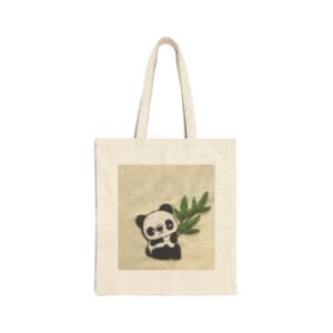 Panda with Bamboo Cotton Tote Bag — Cute Eco-Friendly Grocery & Everyday Shopper