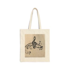 Music Notes Canvas Tote Bag — Treble Clef Design