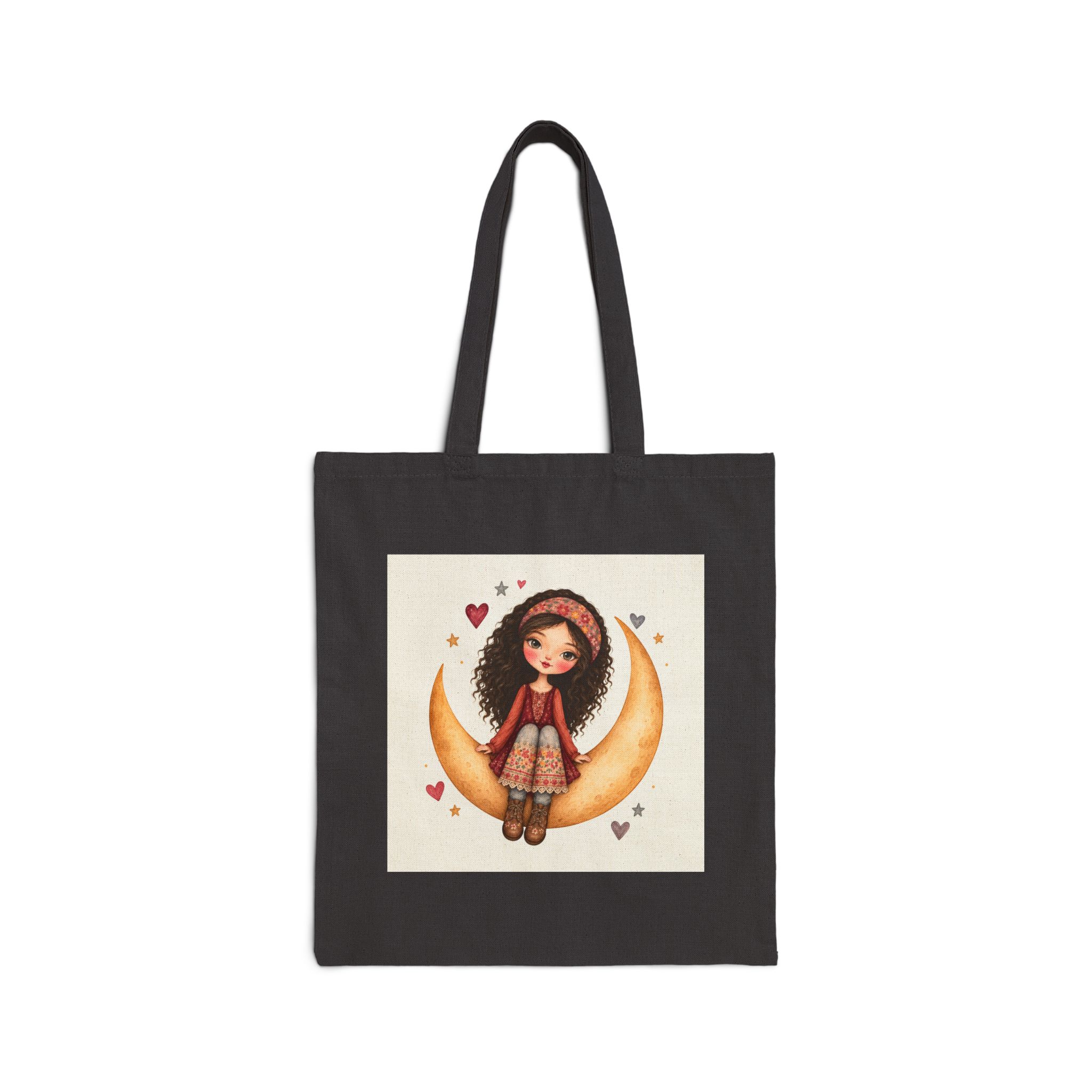 5419400459144160530_2048.jpeg Canvas Tote Bag — Whimsical Girl on Crescent Moon Illustration - Image 5