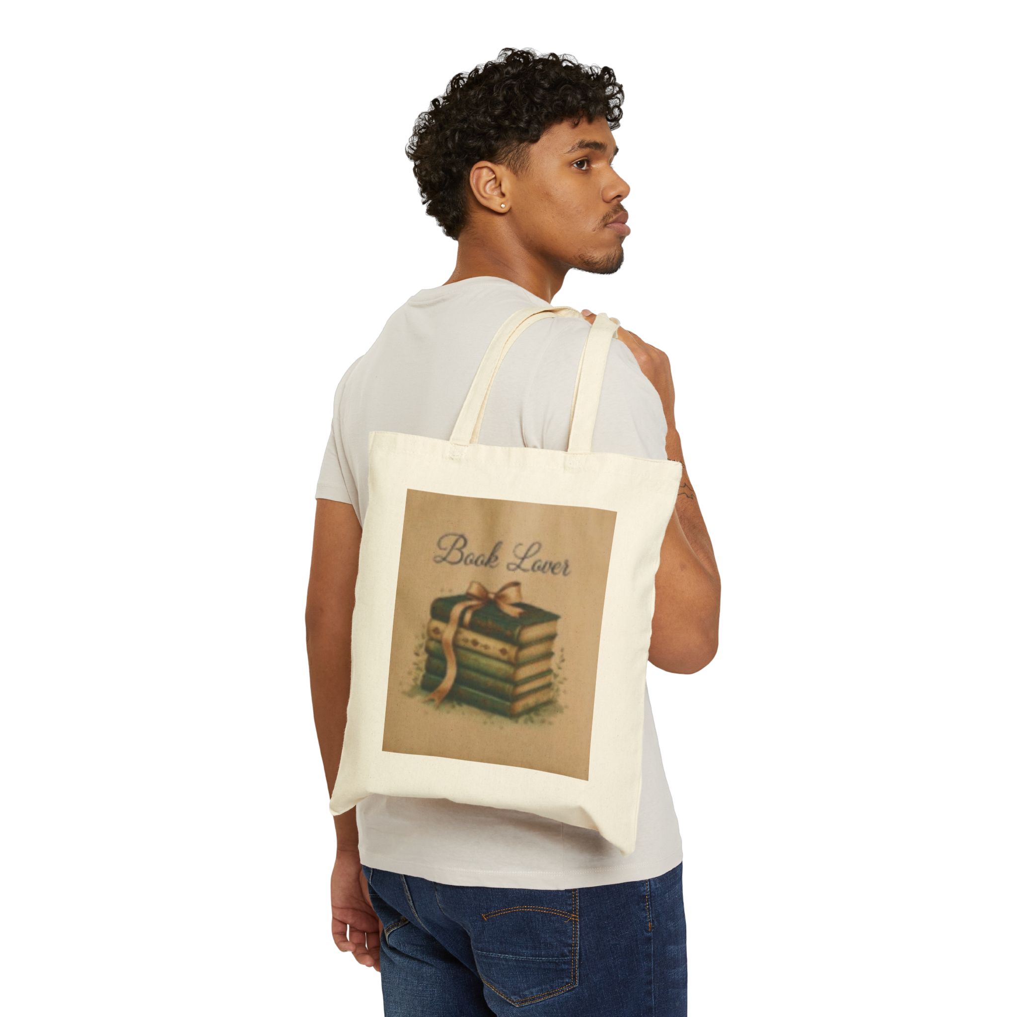 6259058697996387013_2048.jpeg Book Lover Tote Bag — Vintage Stack of Books Canvas Tote - Image 3
