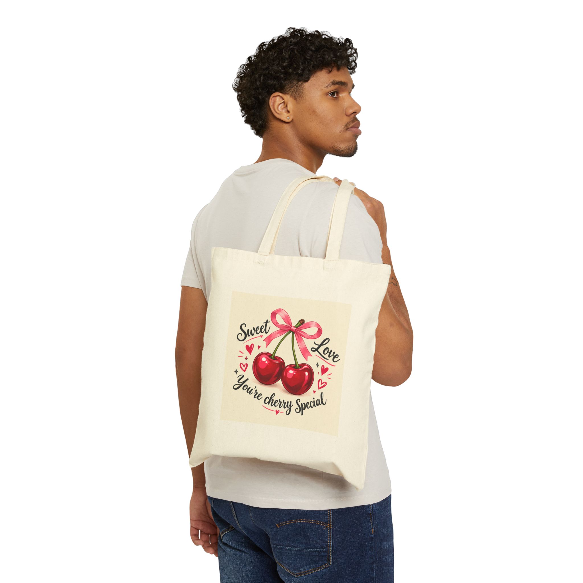6634299104715463100_2048.jpeg Tote Bag — “Sweet Love, You’re Cherry Special” Cherry Graphic Canvas Tote - Image 3