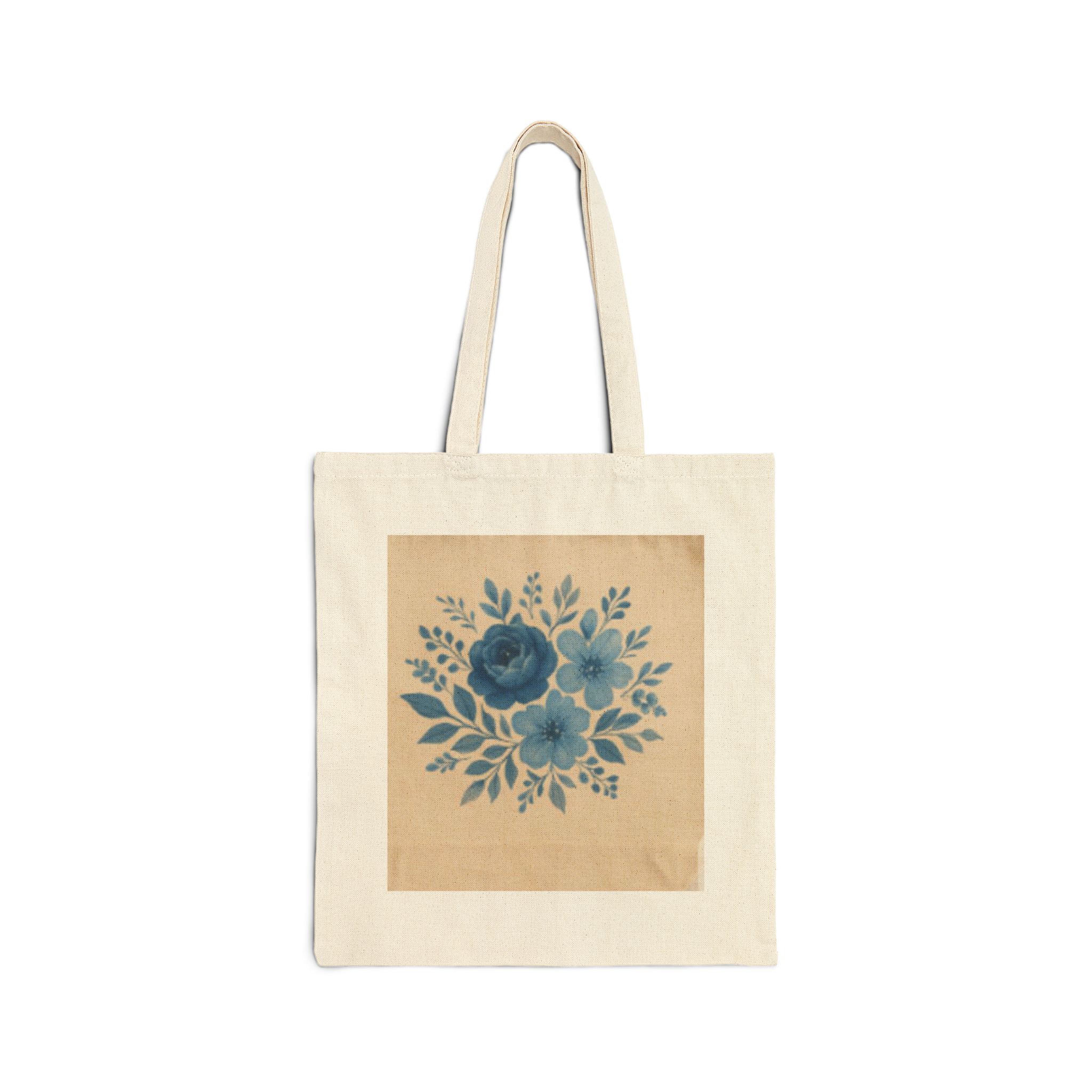 7225512744035476357_2048.jpeg Blue Vintage Floral Canvas Tote Bag