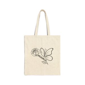 Mama Rose Butterfly Tote Bag — Floral "Mama" Canvas Shopper