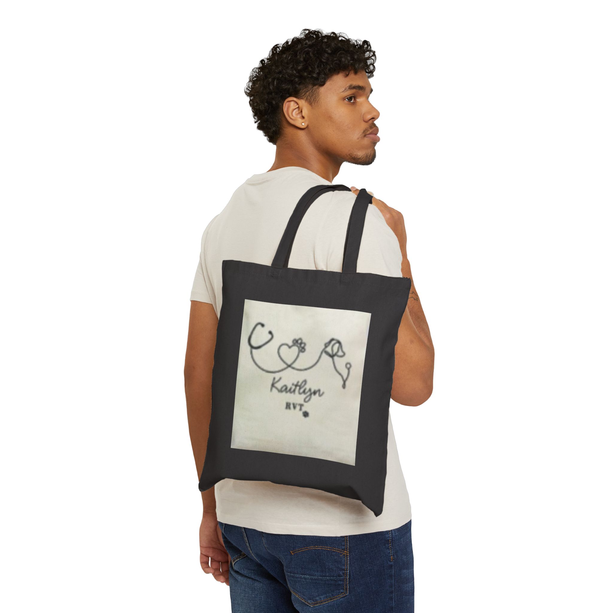 9381368957267498416_2048.jpeg Nurse Stethoscope Heart Canvas Tote — Personalized 'Kaitlyn RN' Medical Bag - Image 7